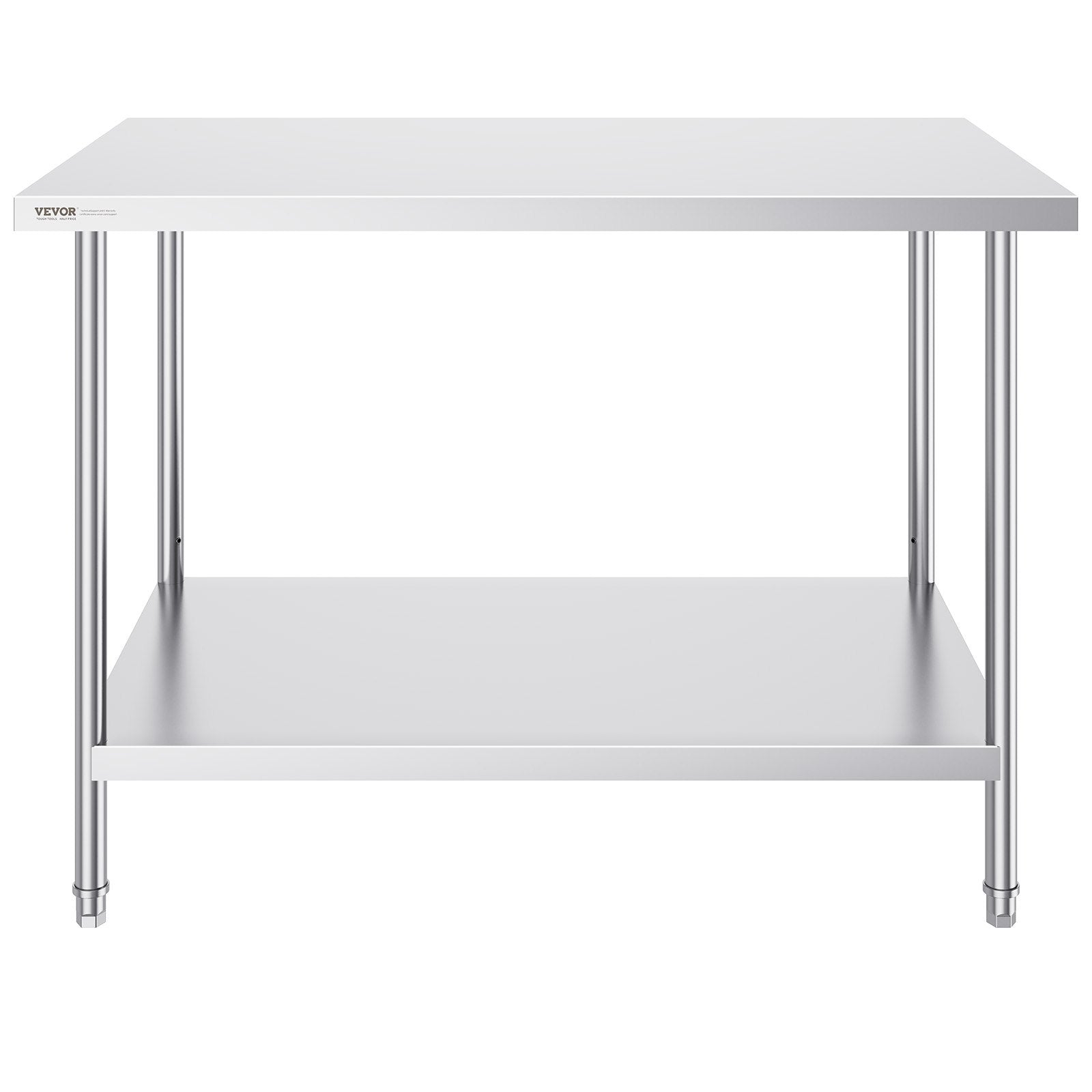 Stainless Steel Prep Table, 30 x 48 x 34 Inch, Heavy Duty Metal Worktable with 3 Adjustable Height Levels, Commercial Workstation for Kitchen Garage Restaurant Backyard