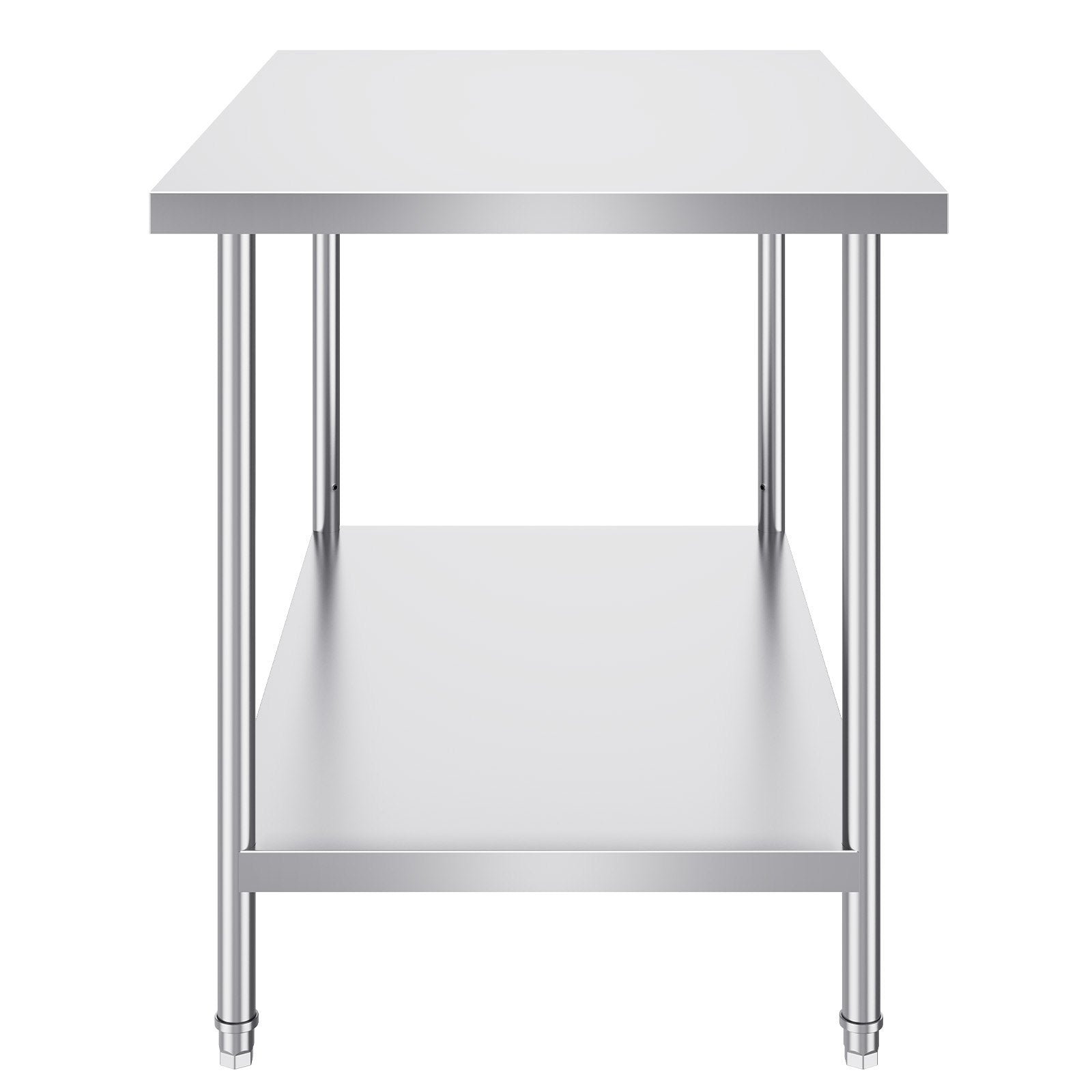 Stainless Steel Prep Table, 30 x 48 x 34 Inch, Heavy Duty Metal Worktable with 3 Adjustable Height Levels, Commercial Workstation for Kitchen Garage Restaurant Backyard