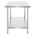 Stainless Steel Prep Table, 30 x 48 x 34 Inch, Heavy Duty Metal Worktable with 3 Adjustable Height Levels, Commercial Workstation for Kitchen Garage Restaurant Backyard
