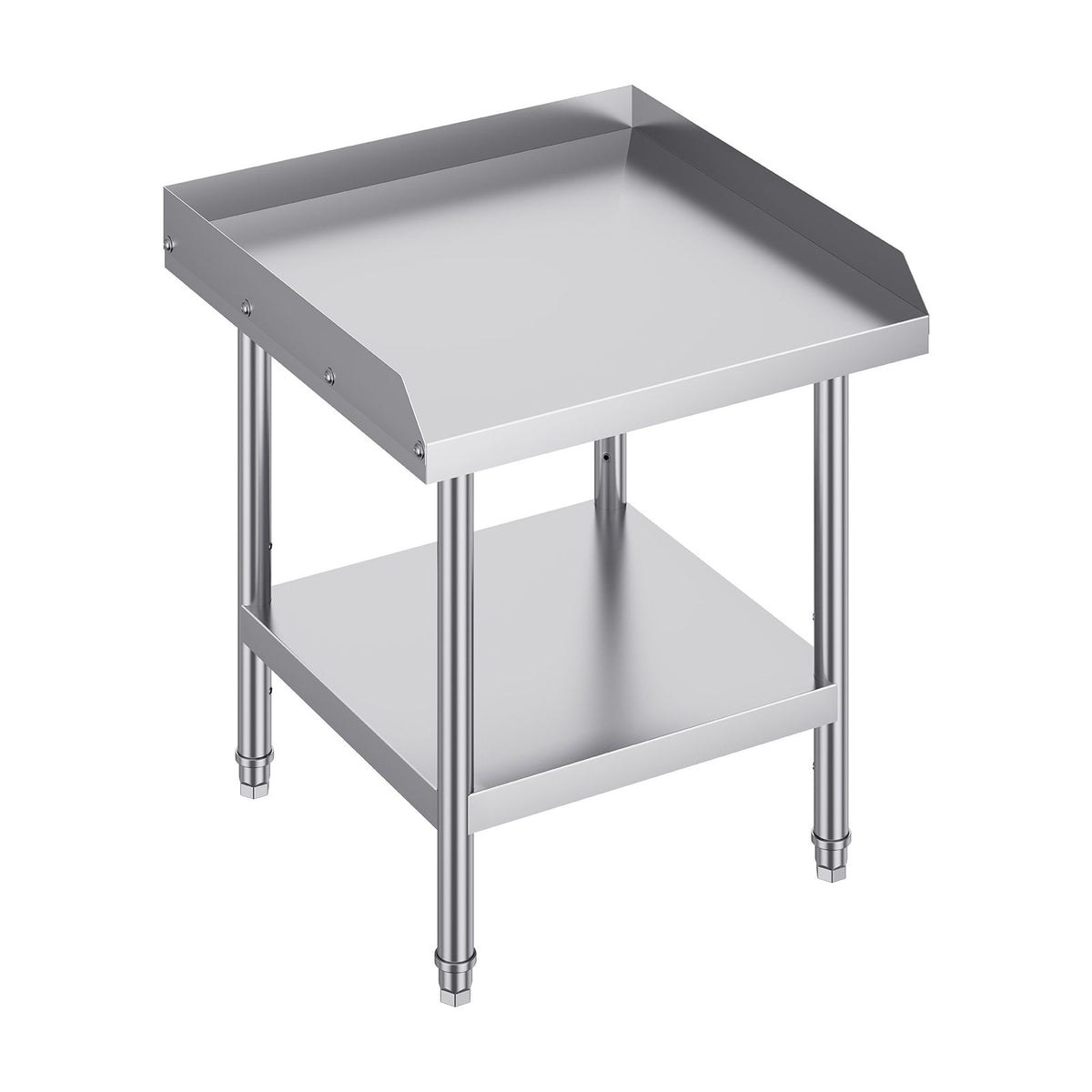 Stainless Steel Work Table, 24 x 24 x 26 Inch Commercial Food Prep Worktable, 3-Sided Backsplash Heavy Duty Prep Worktable, Metal Work Table with Adjustable Height for Restaurant Home Hotel