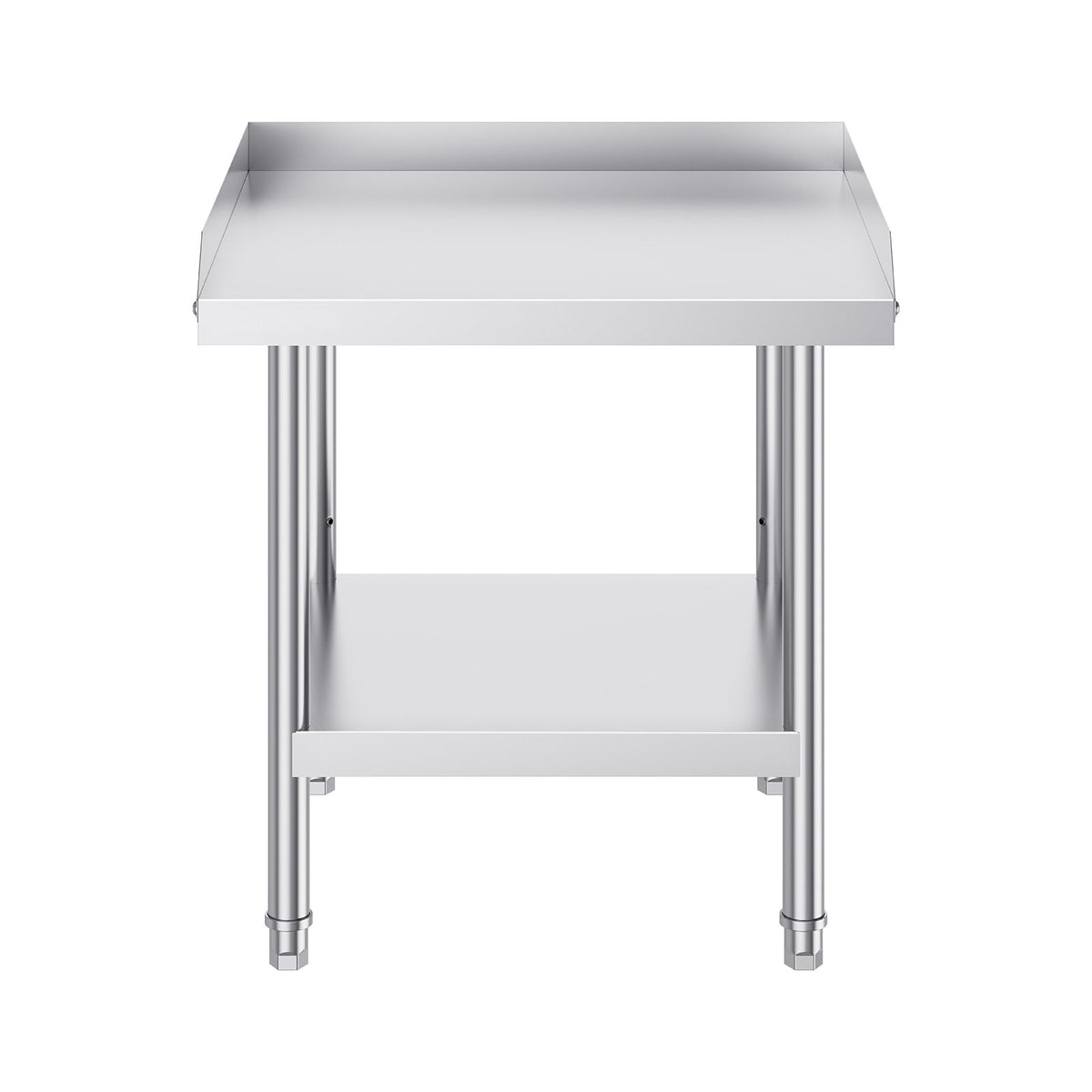 Stainless Steel Work Table, 24 x 24 x 26 Inch Commercial Food Prep Worktable, 3-Sided Backsplash Heavy Duty Prep Worktable, Metal Work Table with Adjustable Height for Restaurant Home Hotel