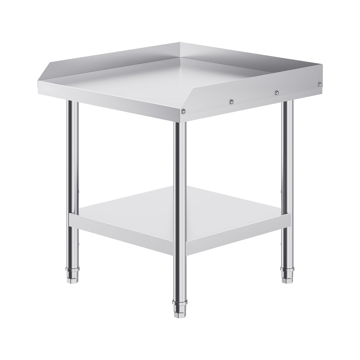 Stainless Steel Work Table, 24 x 24 x 26 Inch Commercial Food Prep Worktable, 3-Sided Backsplash Heavy Duty Prep Worktable, Metal Work Table with Adjustable Height for Restaurant Home Hotel