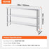 Stainless Steel Food Prep Table, 356 x 1524 x 864 mm Commercial Kitchen Worktable, with 2 Adjustable Undershelf, Heavy Duty Prep Table Metal Work Table for BBQ, Kitchen, Home, and Garage