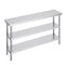 Stainless Steel Food Prep Table, 356 x 1524 x 864 mm Commercial Kitchen Worktable, with 2 Adjustable Undershelf, Heavy Duty Prep Table Metal Work Table for BBQ, Kitchen, Home, and Garage