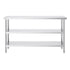 Stainless Steel Food Prep Table, 356 x 1524 x 864 mm Commercial Kitchen Worktable, with 2 Adjustable Undershelf, Heavy Duty Prep Table Metal Work Table for BBQ, Kitchen, Home, and Garage