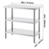 Stainless Steel Food Prep Table, 18 x 36 x 34 Inch Commercial Kitchen Worktable, with 2 Adjustable Undershelf, Heavy Duty Prep Table Metal Work Table for BBQ, Kitchen, Home, and Garage