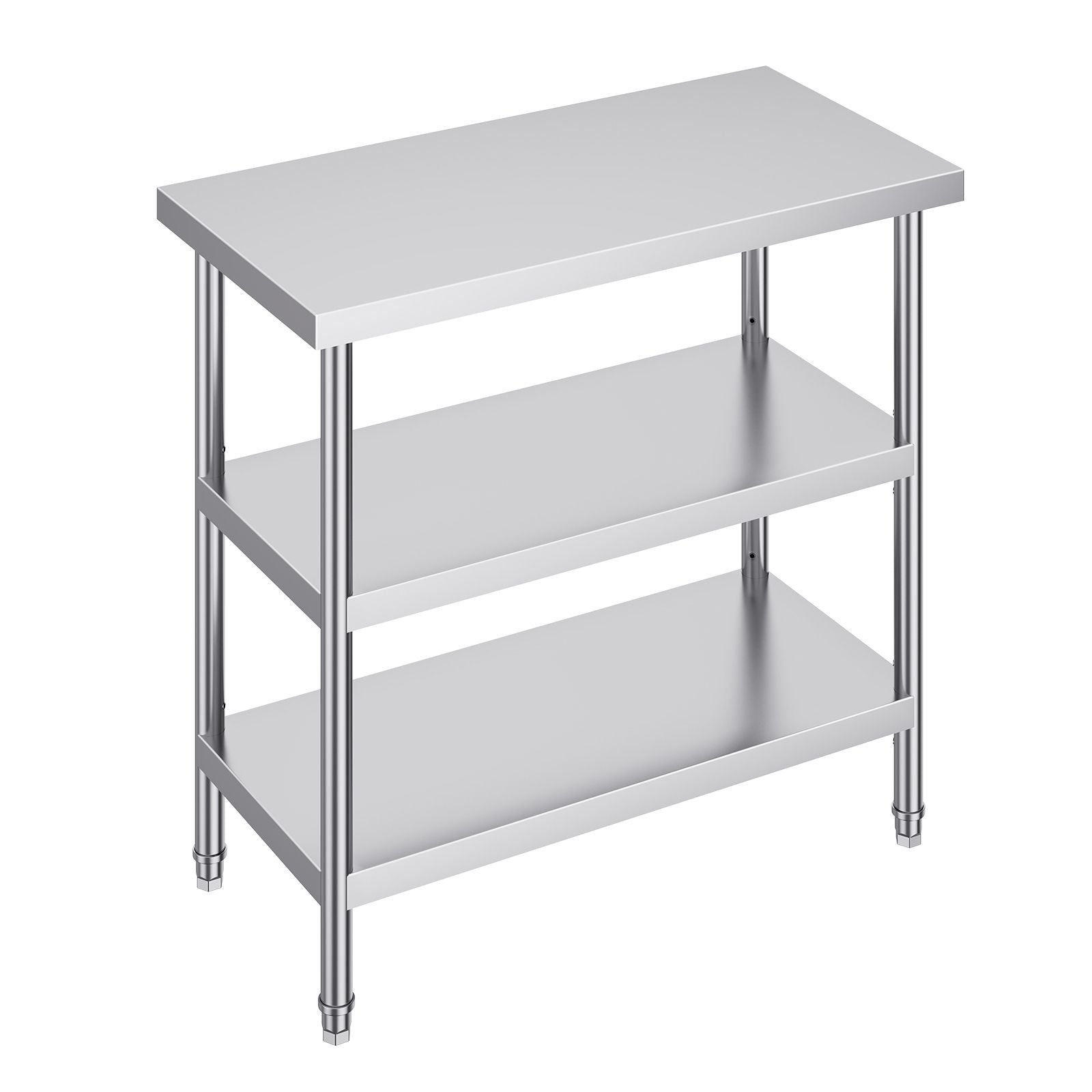 Stainless Steel Food Prep Table, 18 x 36 x 34 Inch Commercial Kitchen Worktable, with 2 Adjustable Undershelf, Heavy Duty Prep Table Metal Work Table for BBQ, Kitchen, Home, and Garage