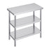 Stainless Steel Food Prep Table, 18 x 36 x 34 Inch Commercial Kitchen Worktable, with 2 Adjustable Undershelf, Heavy Duty Prep Table Metal Work Table for BBQ, Kitchen, Home, and Garage