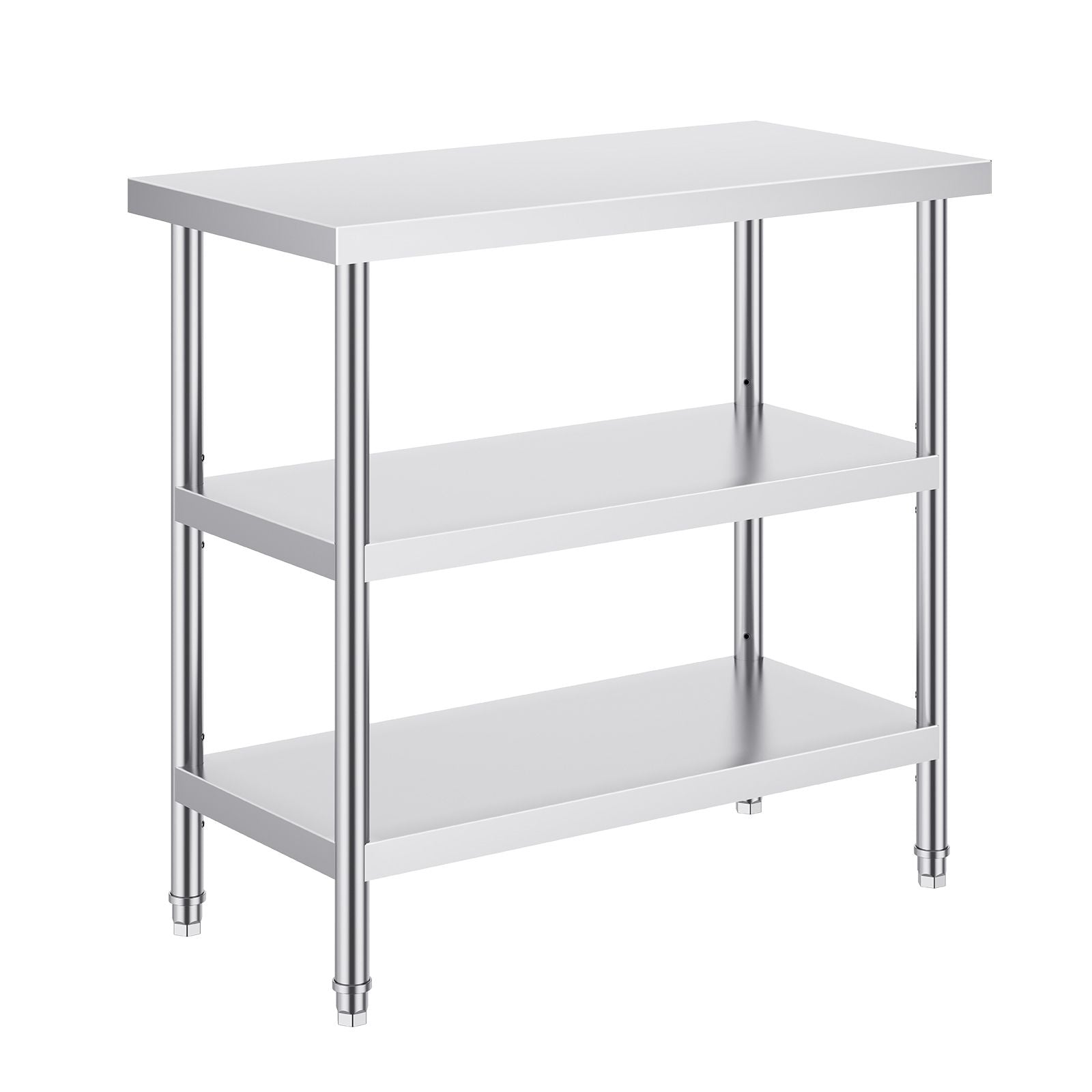 Stainless Steel Food Prep Table, 18 x 36 x 34 Inch Commercial Kitchen Worktable, with 2 Adjustable Undershelf, Heavy Duty Prep Table Metal Work Table for BBQ, Kitchen, Home, and Garage