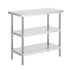Stainless Steel Food Prep Table, 18 x 36 x 34 Inch Commercial Kitchen Worktable, with 2 Adjustable Undershelf, Heavy Duty Prep Table Metal Work Table for BBQ, Kitchen, Home, and Garage