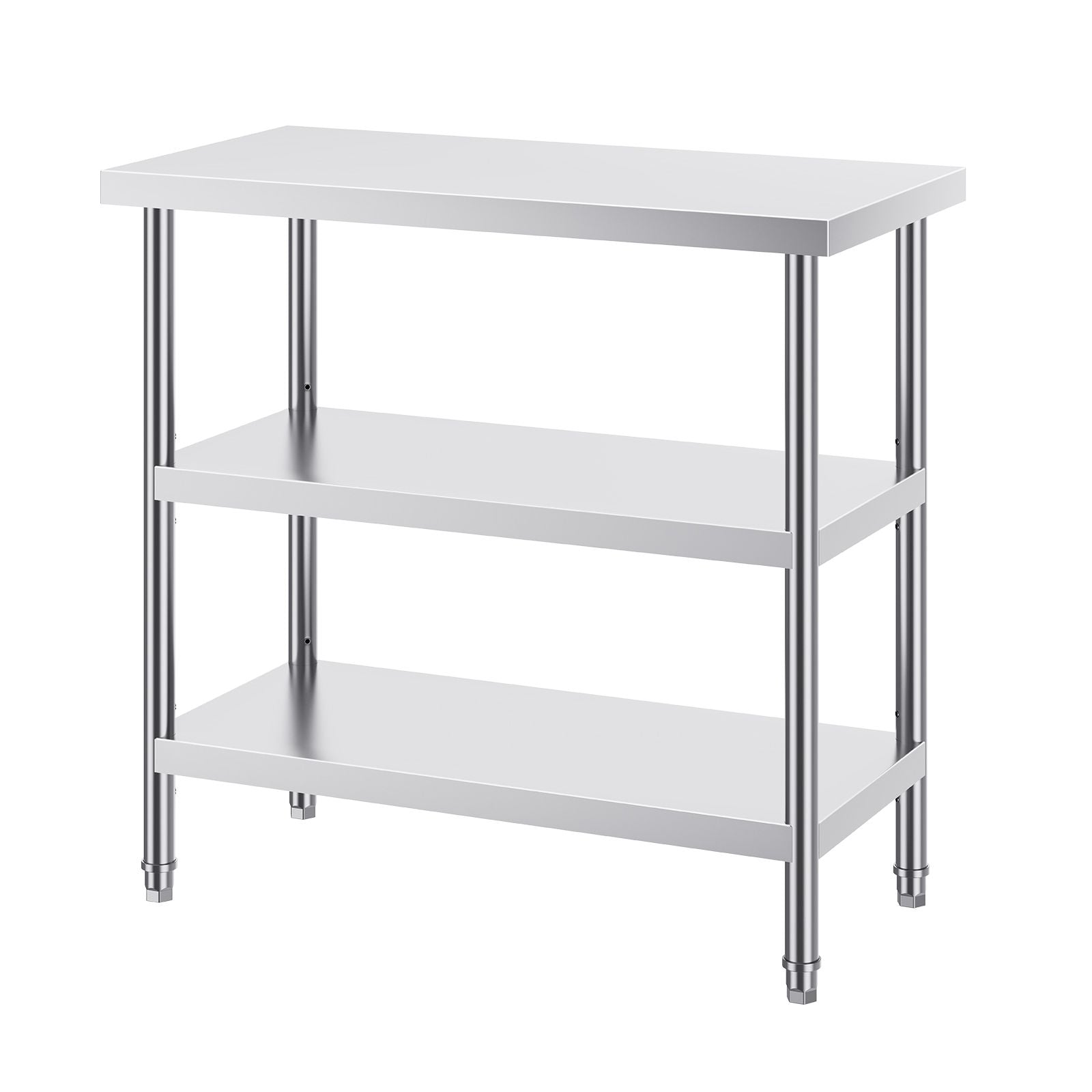 Stainless Steel Food Prep Table, 18 x 36 x 34 Inch Commercial Kitchen Worktable, with 2 Adjustable Undershelf, Heavy Duty Prep Table Metal Work Table for BBQ, Kitchen, Home, and Garage