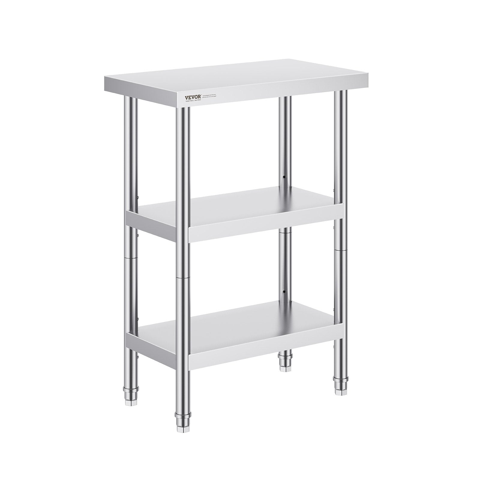 Stainless Steel Food Prep Table, 14 x 24 x 34 Inch Commercial Kitchen Worktable, with 2 Adjustable Undershelf, Heavy Duty Prep Table Metal Work Table for BBQ, Kitchen, Home, and Garage