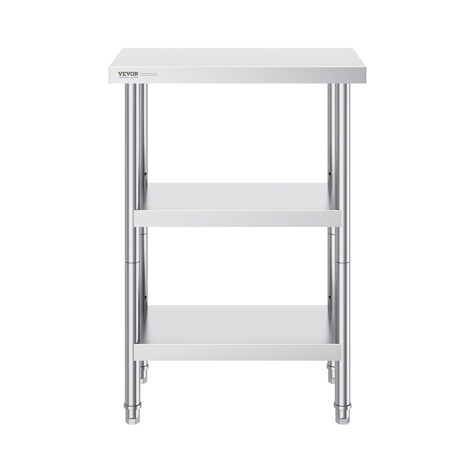 Stainless Steel Food Prep Table, 14 x 24 x 34 Inch Commercial Kitchen Worktable, with 2 Adjustable Undershelf, Heavy Duty Prep Table Metal Work Table for BBQ, Kitchen, Home, and Garage