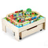 Train Table 100 PCS Wooden Kids Activity Table with Rolling Storage Drawer