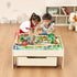 Train Table 100 PCS Wooden Kids Activity Table with Rolling Storage Drawer