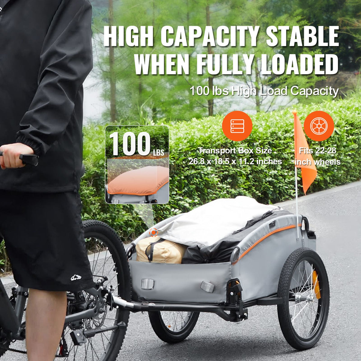Bike Cargo Trailer 45kg Heavy Duty Foldable Bicycle Wagon Cart Universal Hitch