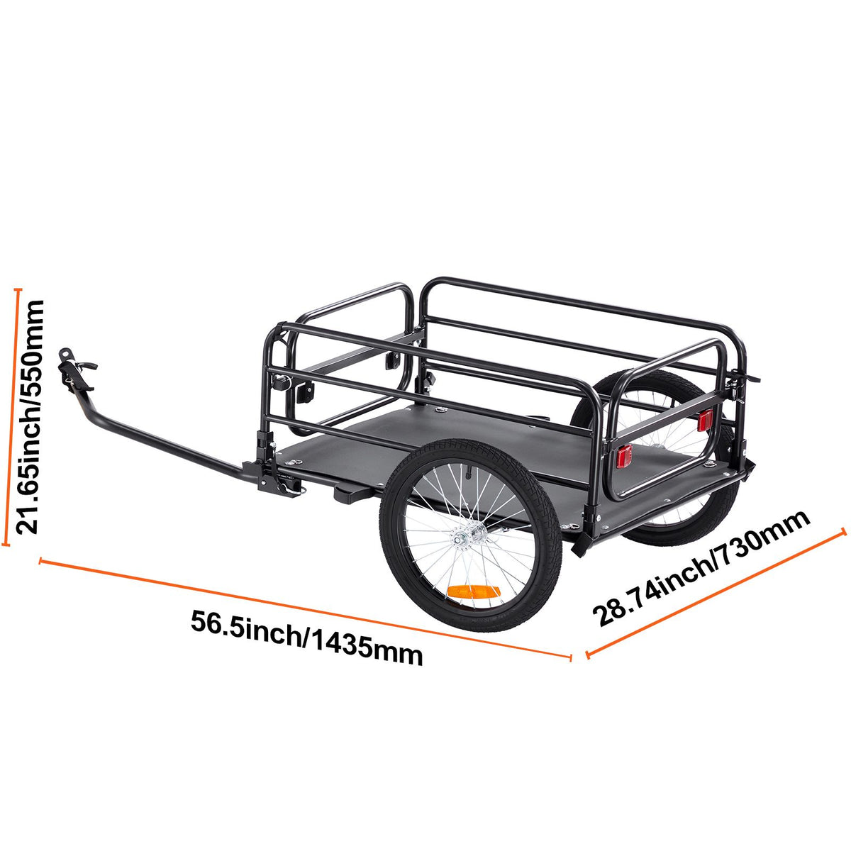 Bike Cargo Trailer 72.5kg Heavy Duty Foldable Bicycle Wagon Quick Release Hitch