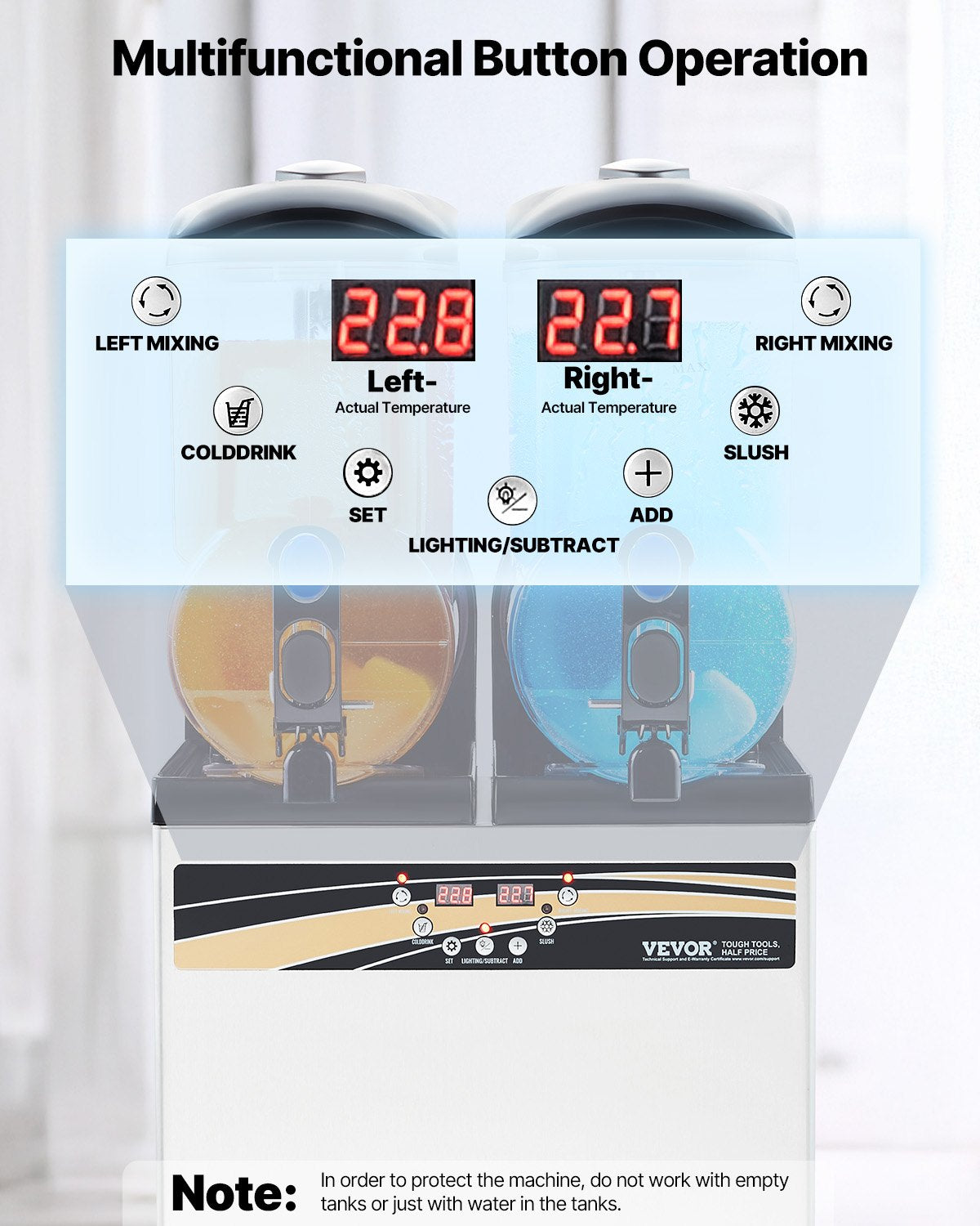 Commercial Frozen Drink Maker, 15Lx2 Double Tank Slushy Machine, 120 Cups Stainless Steel Margarita Smoothie Frozen Drink Machine, Slushie Maker for Home Party Restaurants Cafe Bars