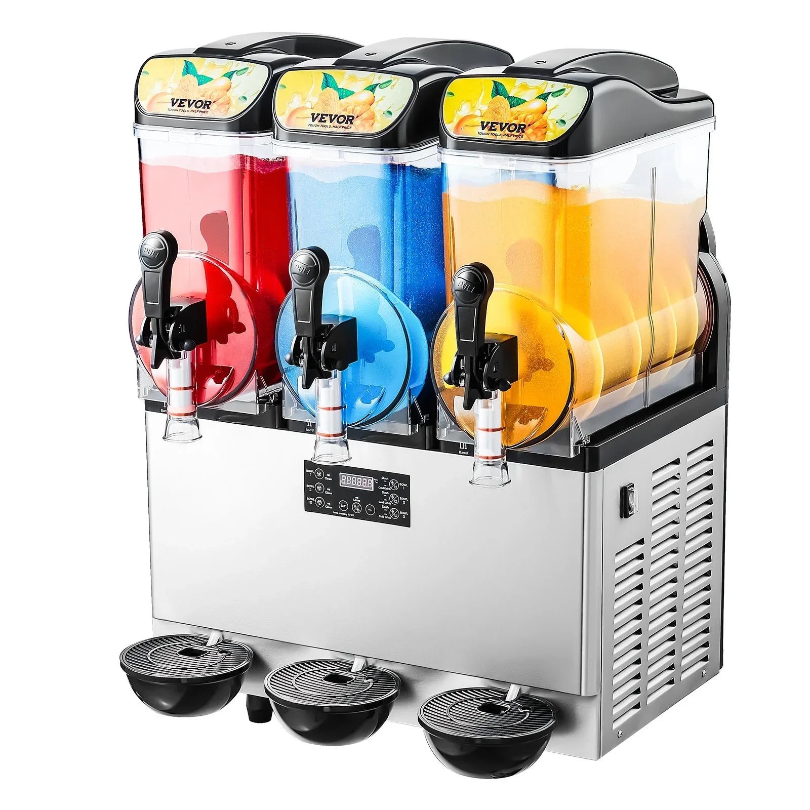 Commercial Frozen Drink Maker, 15Lx3 Triple Tank Slushy Machine, 180 Cups Stainless Steel Margarita Smoothie Frozen Drink Machine, Slushie Maker for Home Party Restaurants Cafe Bars