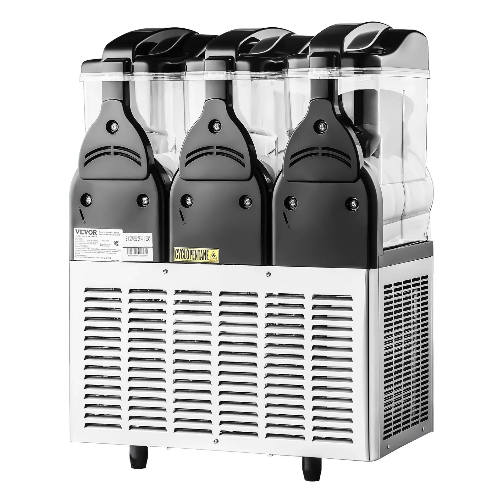Commercial Frozen Drink Maker, 15Lx3 Triple Tank Slushy Machine, 180 Cups Stainless Steel Margarita Smoothie Frozen Drink Machine, Slushie Maker for Home Party Restaurants Cafe Bars