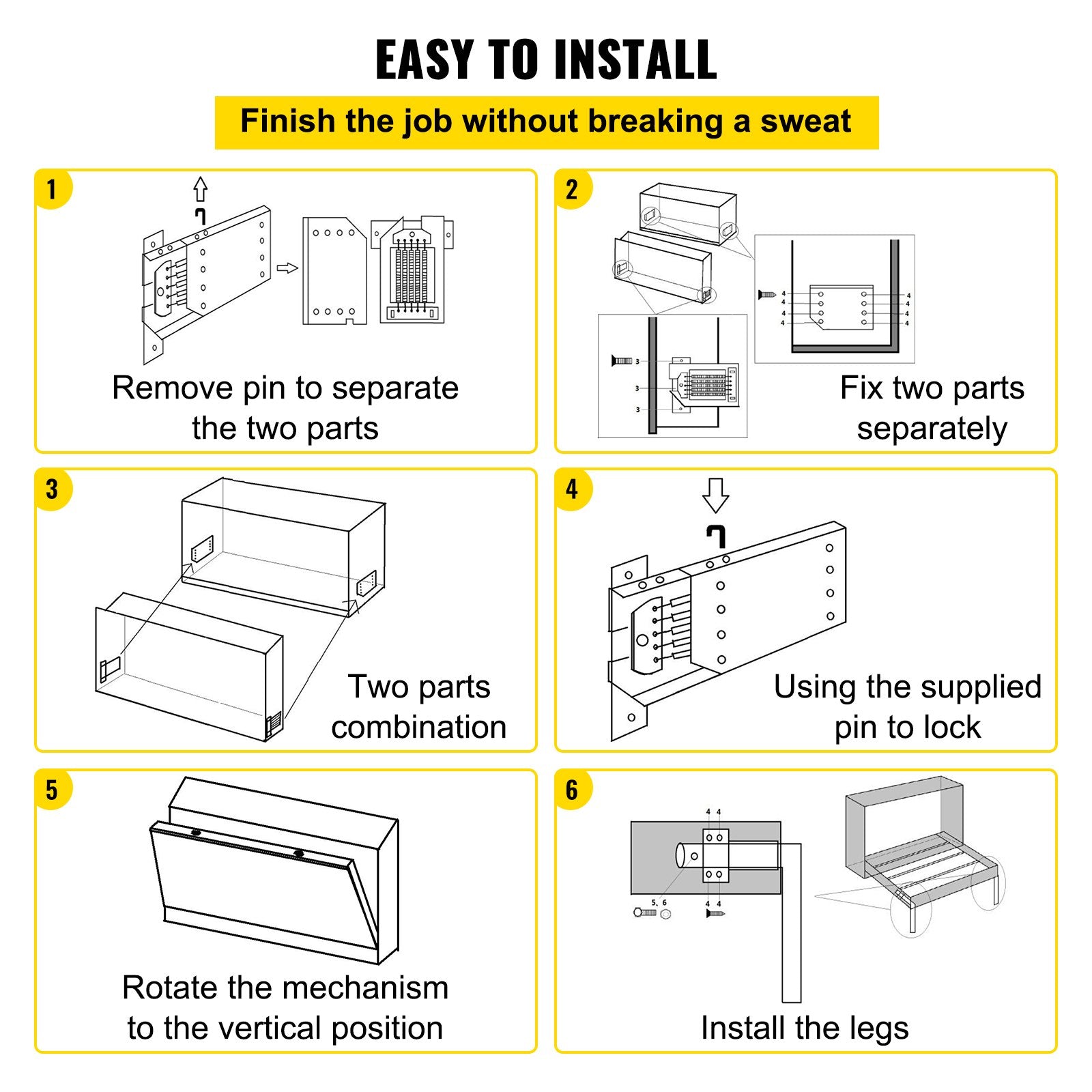 DIY Murphy Bed Springs Mechanism Hardware Kit Horizontal for Twin Size Bed