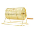 Raffle Drum, 11.6 x Ø7.48 inch Brass Plated Raffle Ticket Spinning Cage, Holds 2500 Tickets or 100 Ping Pong Balls, Metal Lottery Spinning Drawing with Wooden Turning Handle, for Bingo Ballot Pa