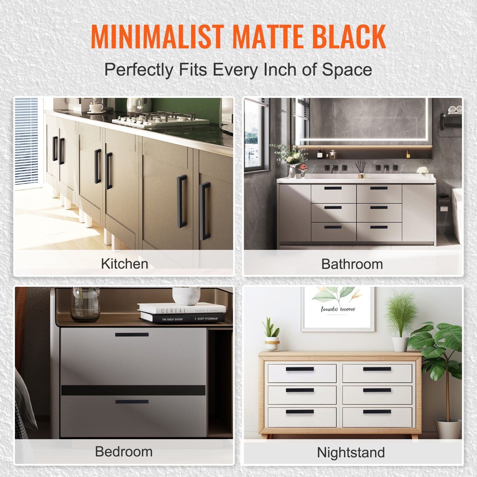 10 Pack Matte Black Cabinet Handles 76mm Drawer Pulls Stainless Steel Square