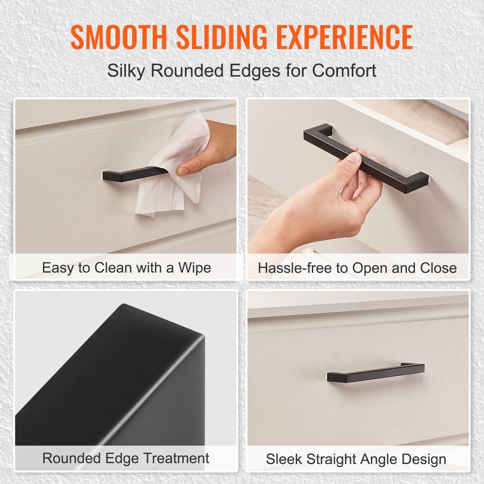 10 Pack Matte Black Cabinet Handles 76mm Drawer Pulls Stainless Steel Square