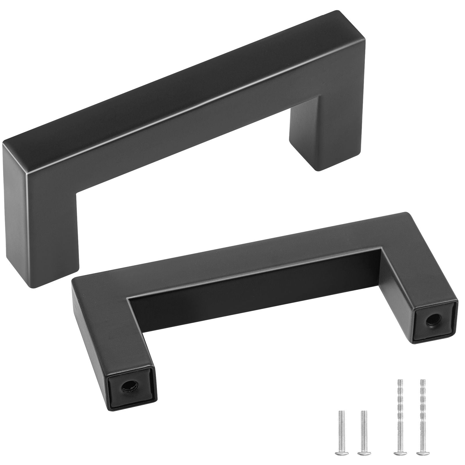 30 Pack Matte Black Cabinet Handles 76mm Drawer Pulls Stainless Steel Square