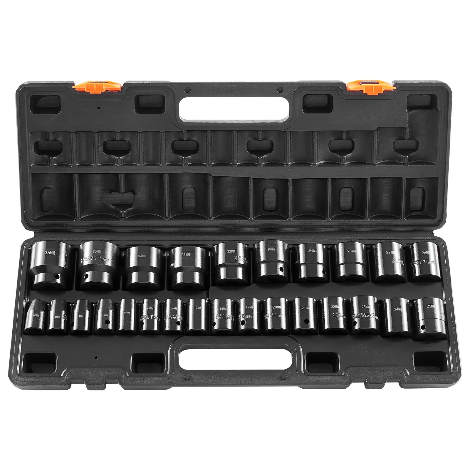Impact Sockets Set 1/2 Inch Drive 26PCS Standard Length Impact Set 6-Point