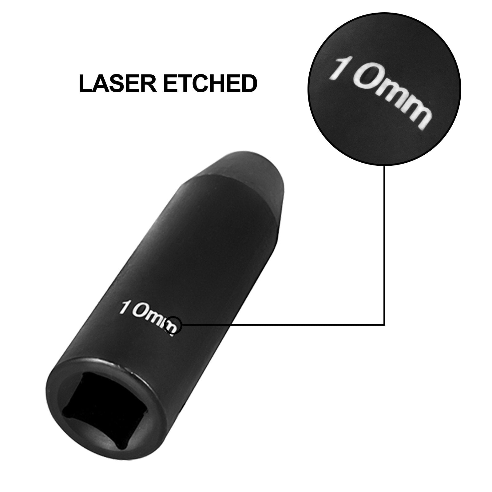 Impact Sockets Set 1/2 Inch Drive 26 PCS Metric 10mm - 36mm Deep 6-Point Set