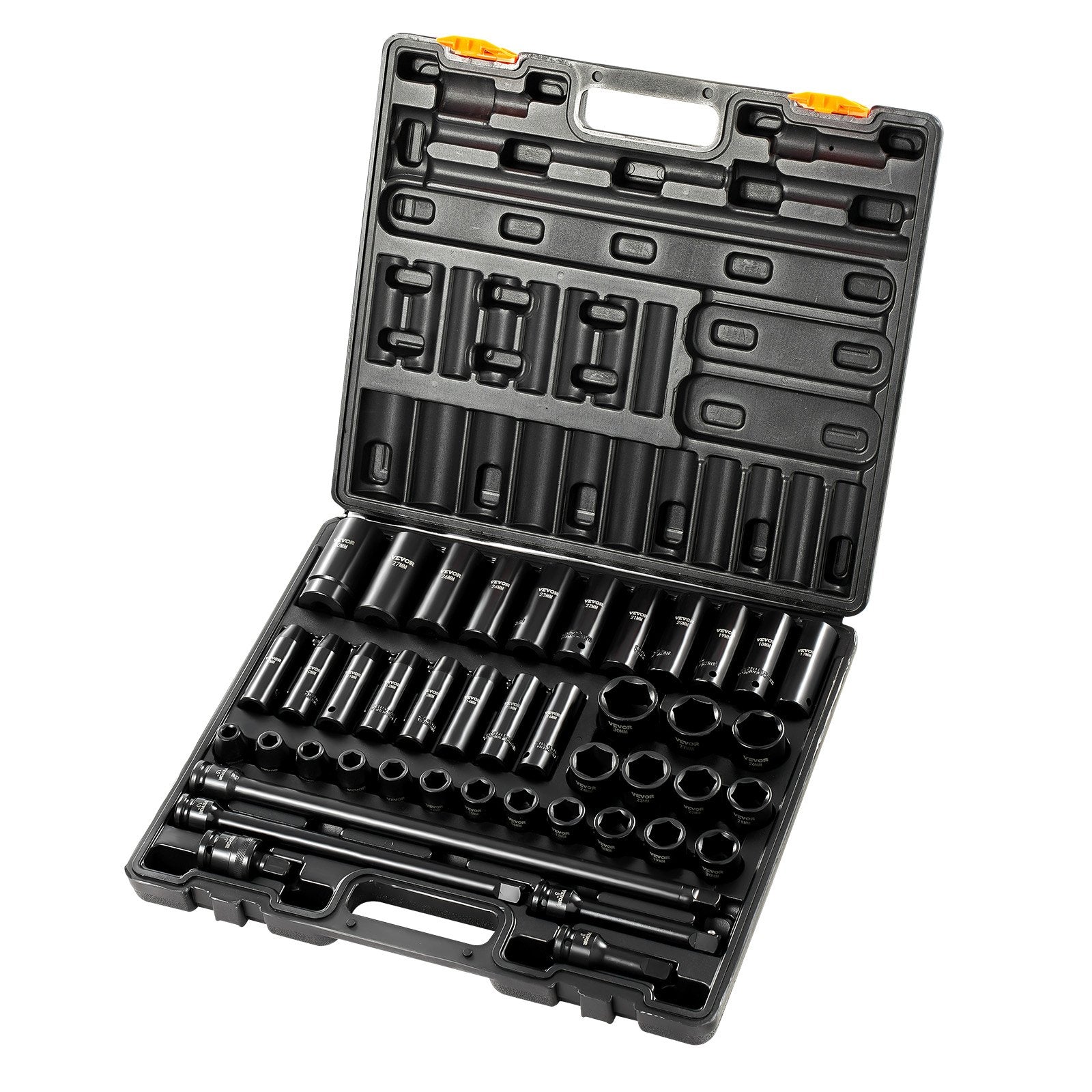 Impact Socket Set 43 Piece Impact Sockets, Standard Socket Assortment, Drive Socket Set 6-Point Sockets Metric 9-30mm (Standard/Deep)