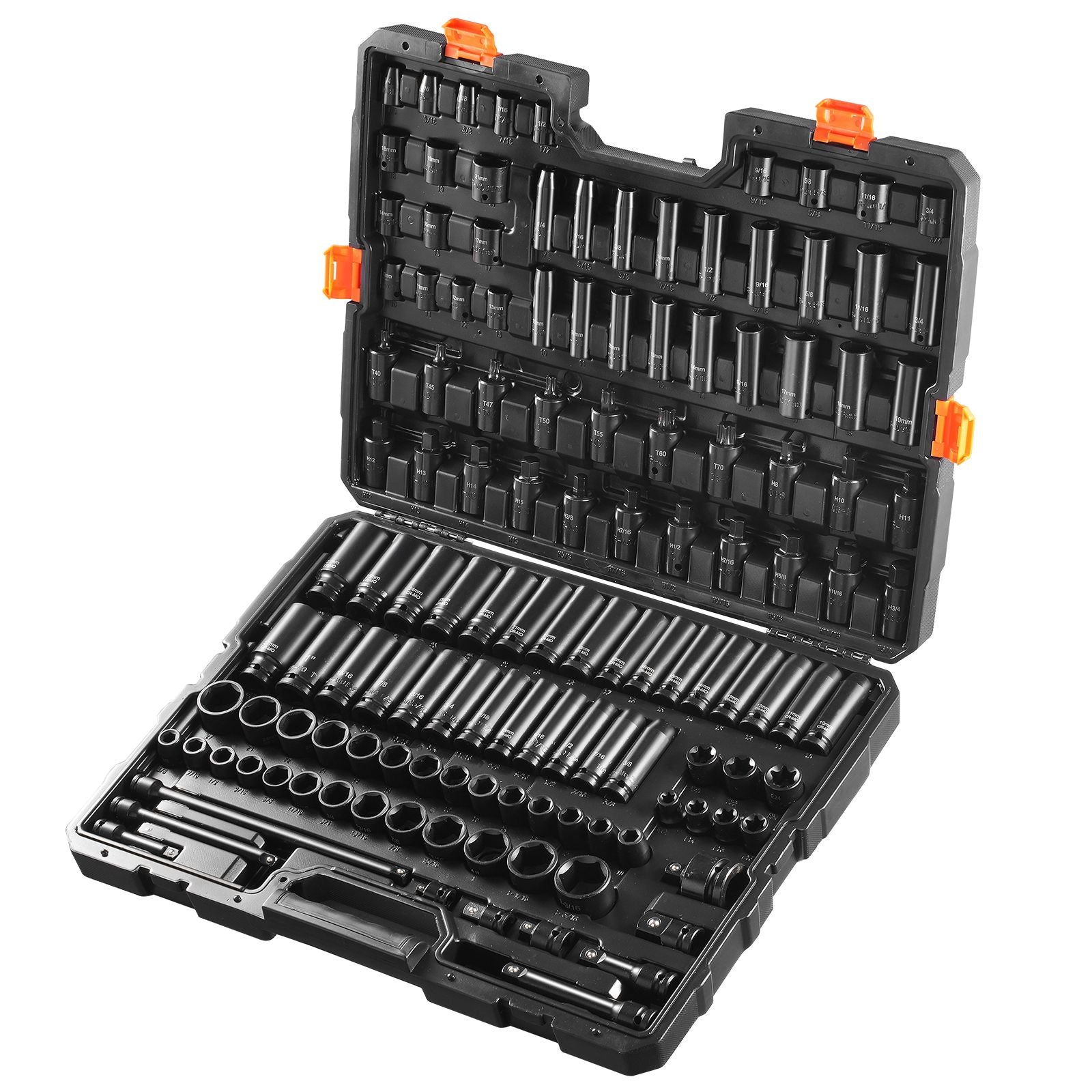 Impact Sockets Set 130PCS 6-Point 3/8