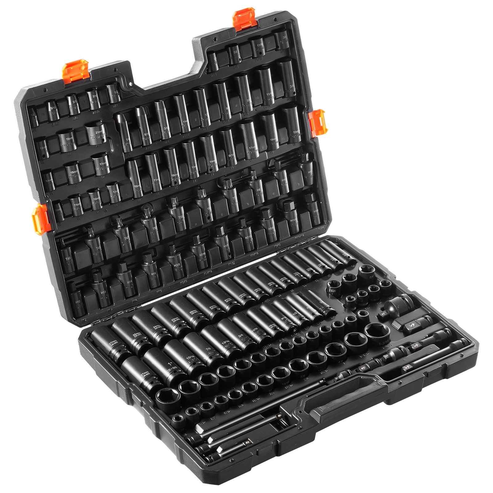Impact Sockets Set 130PCS 6-Point 3/8