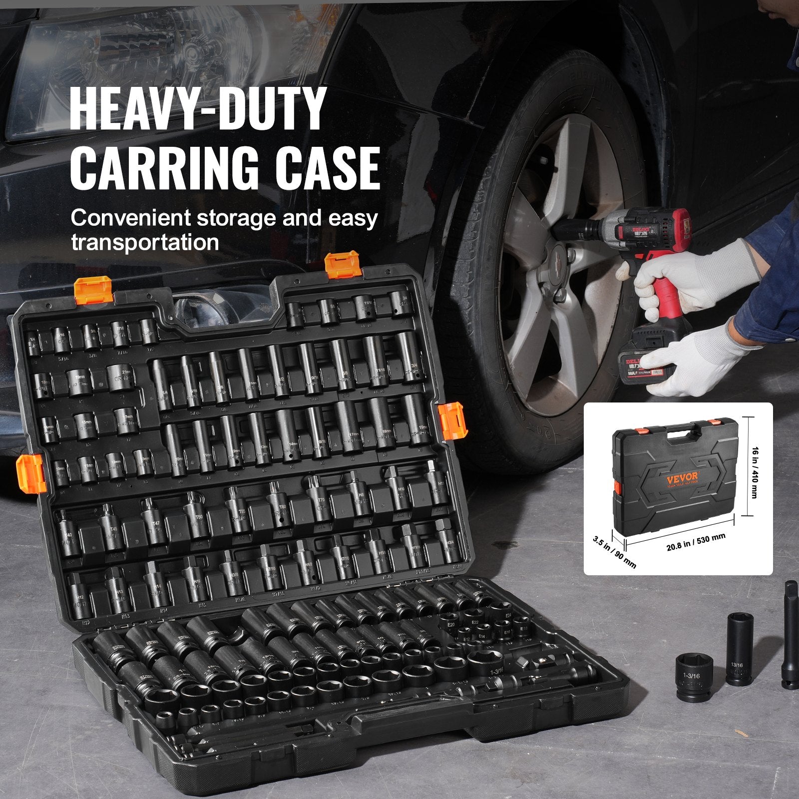 VEVOR Impact Sockets Set 130PCS 6-Point 3/8