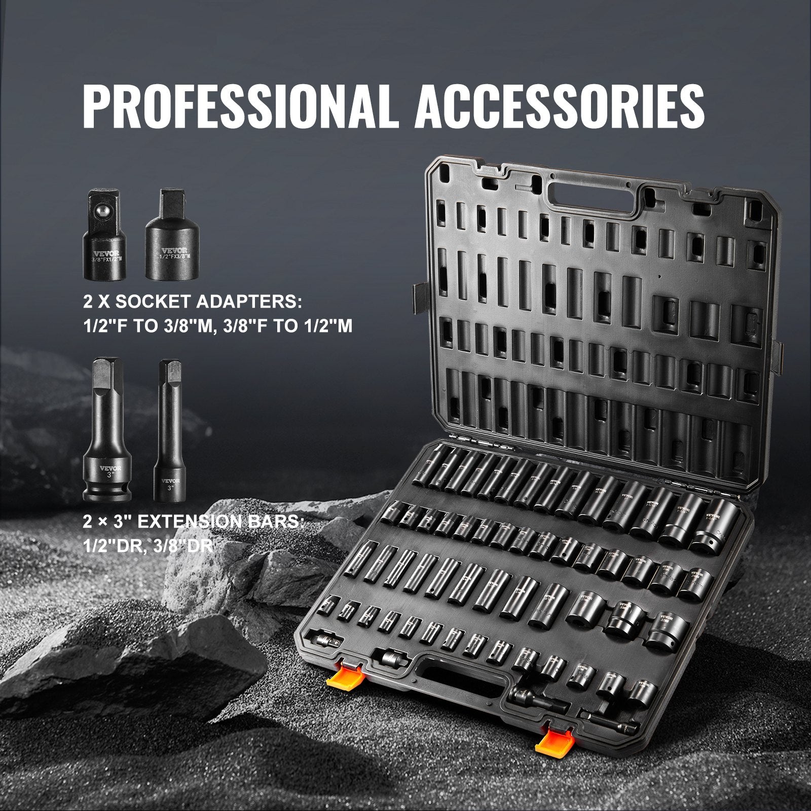 Impact Sockets Set 59pcs 6-Point 3/8