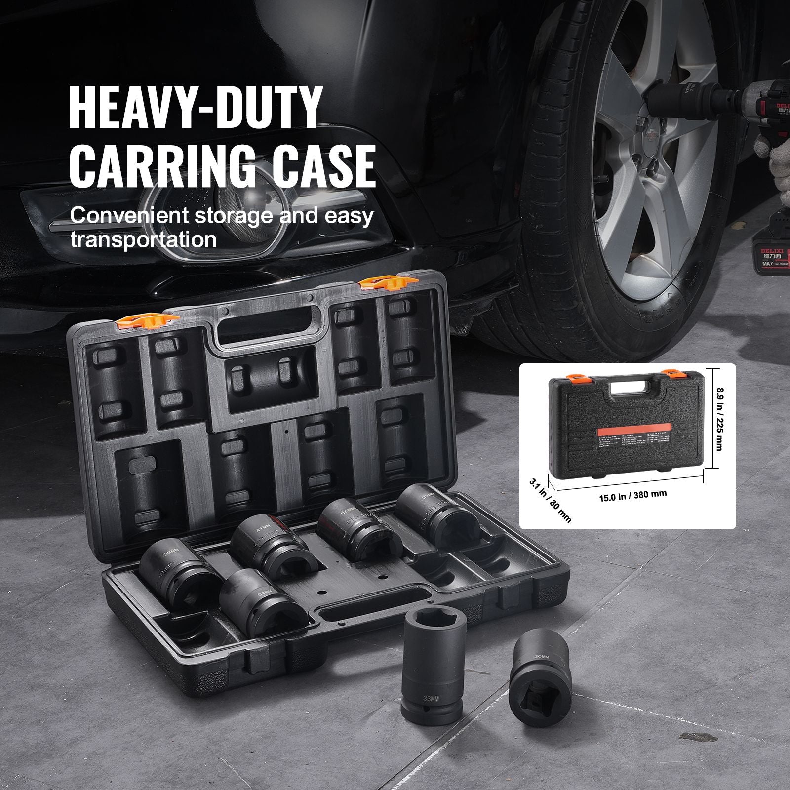 Impact Sockets Set 8pcs 6-Point 1