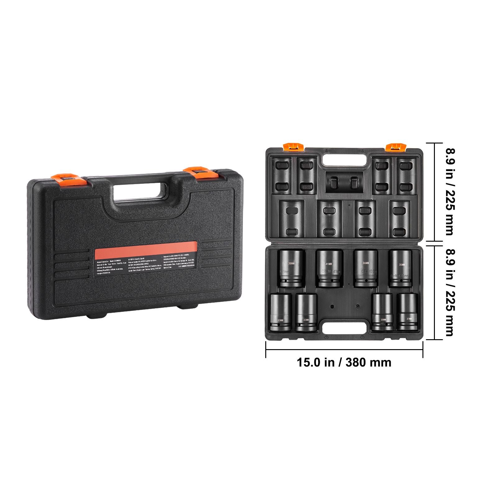 Impact Sockets Set 8pcs 6-Point 1