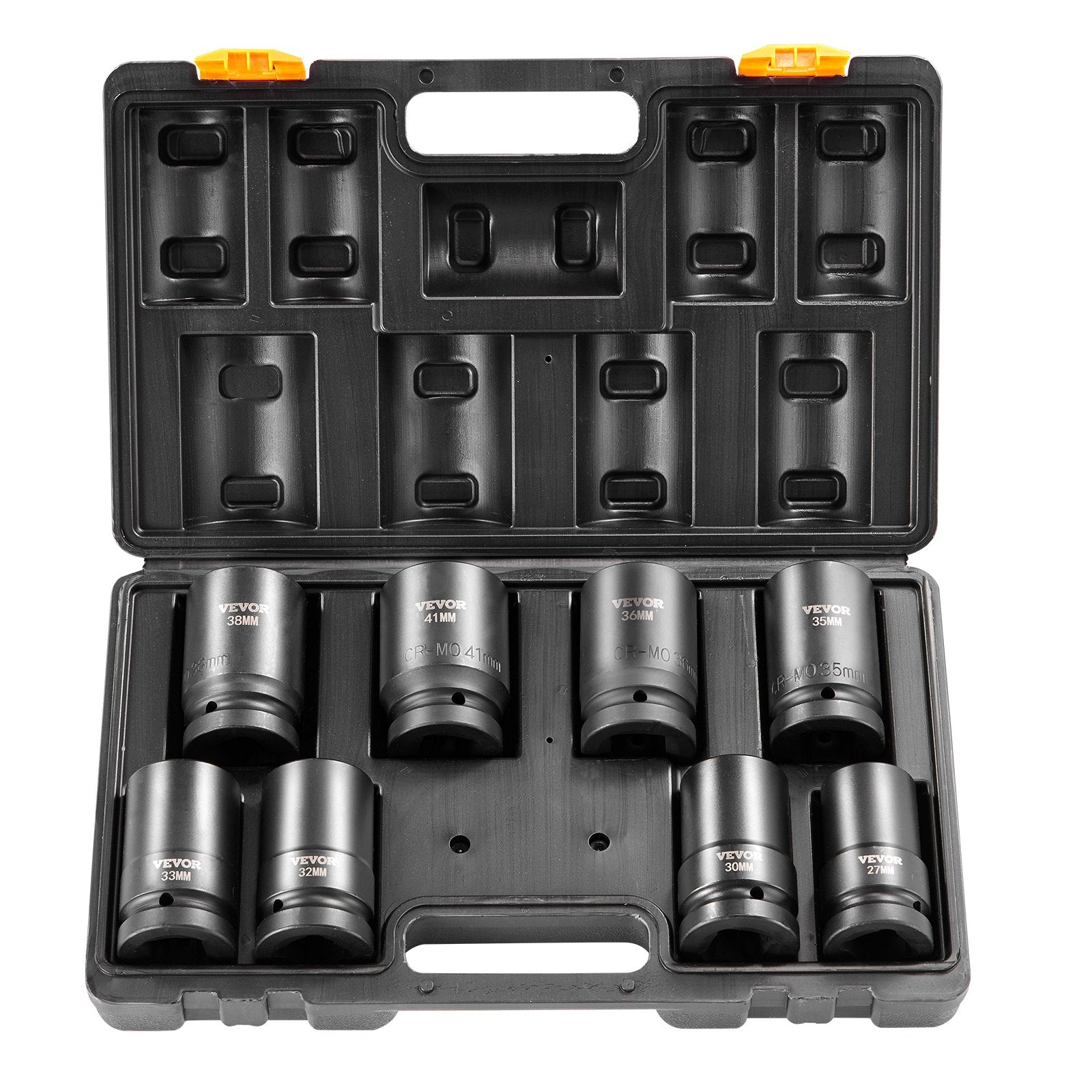 Impact Sockets Set 8pcs 6-Point 1" Drive Bit Ratchet Tool Kit Case