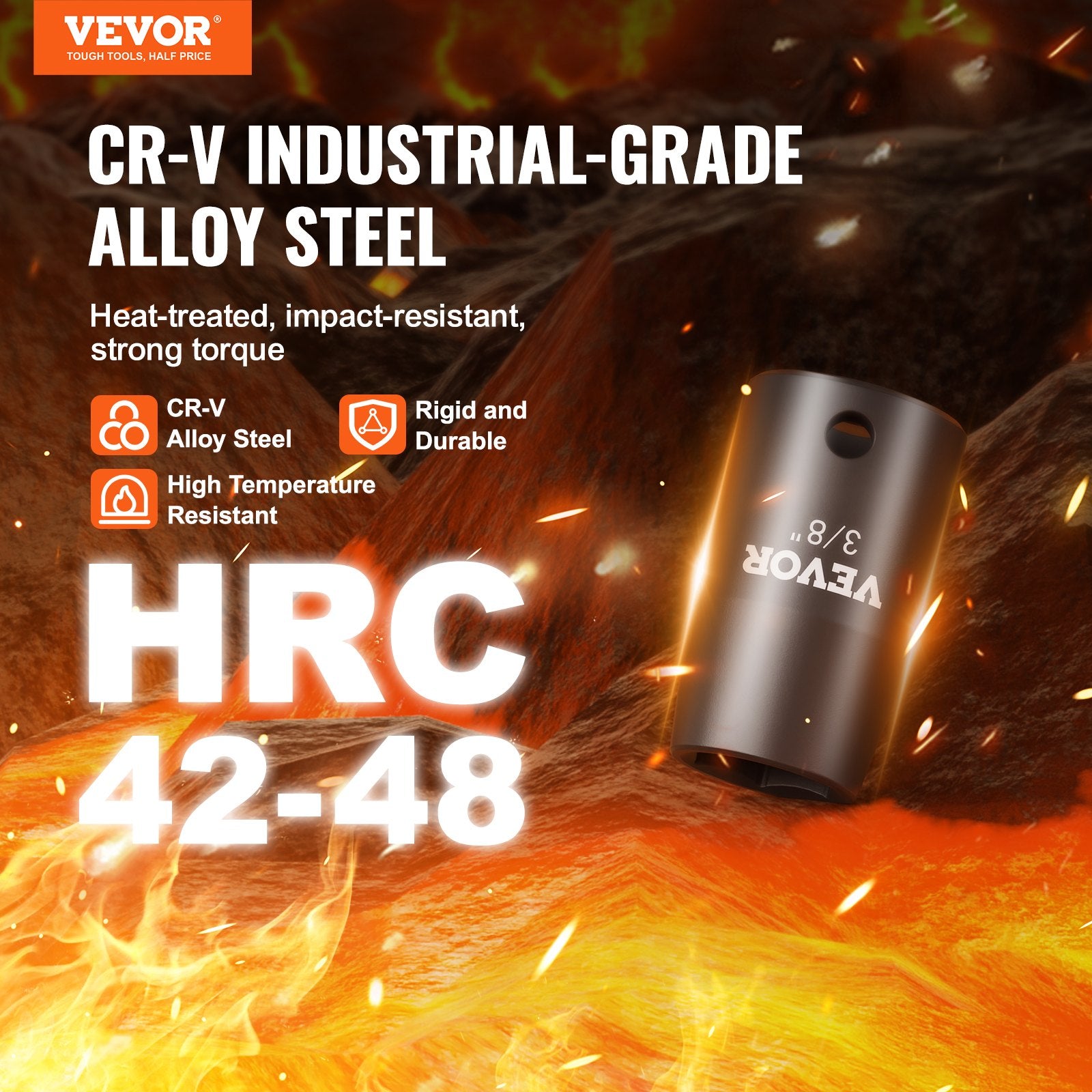 Impact Sockets Set 29pcs 6-Point 3/8in Drive Bit Ratchet Tool Kit Case