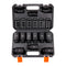 9-Piece Impact Socket Set, 1/2 Inch Drive 6-Point Metric Sockets with Case