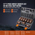 9-Piece Impact Socket Set, 1/2 Inch Drive 6-Point Metric Sockets with Case