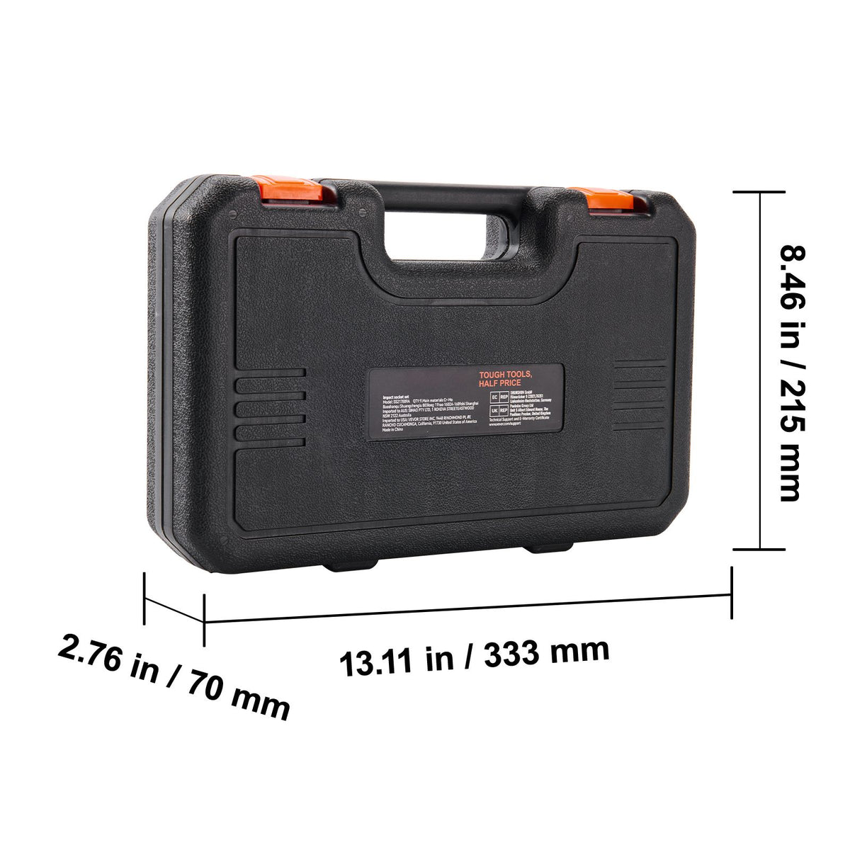 9-Piece Impact Socket Set, 1/2 Inch Drive 6-Point Metric Sockets with Case