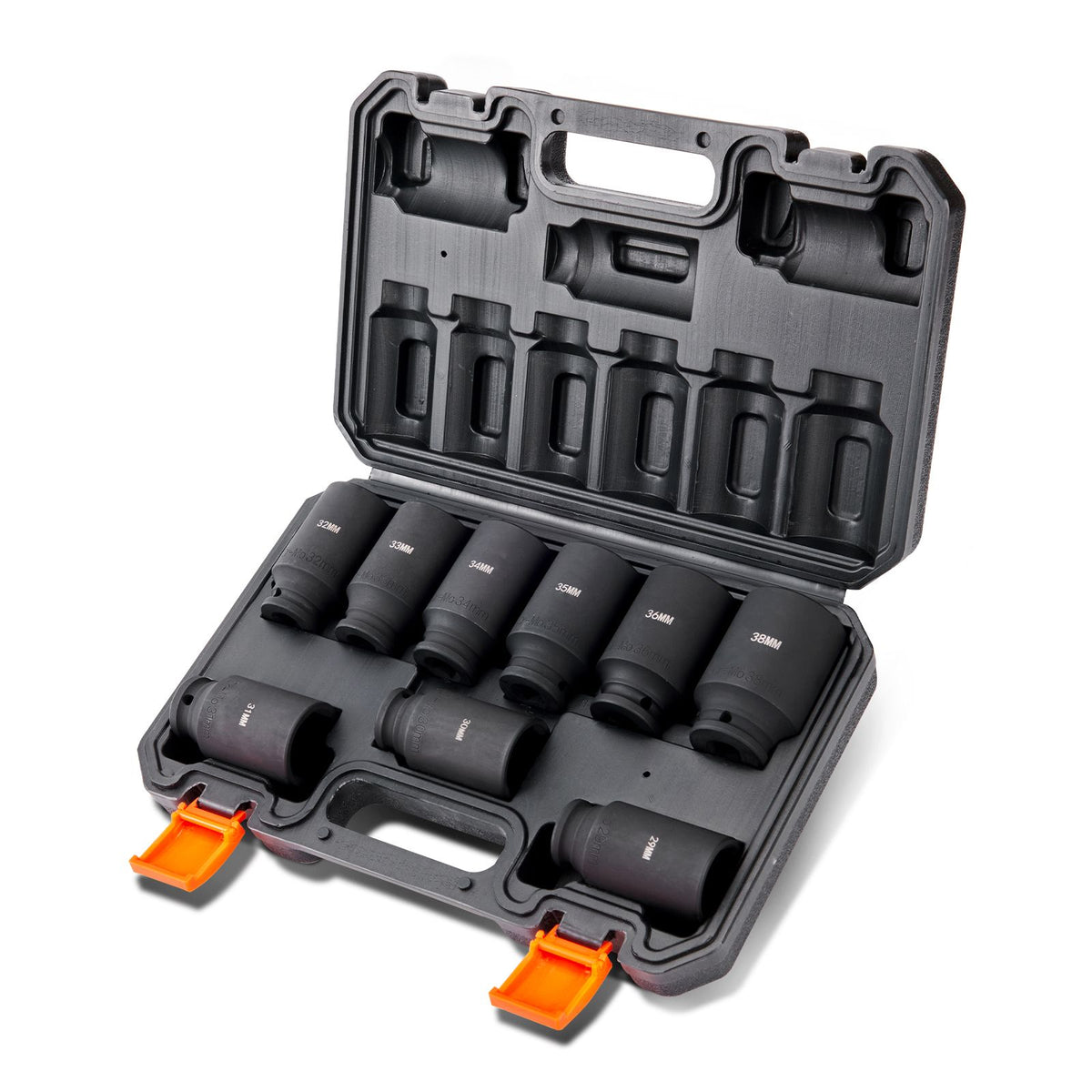 9-Piece Impact Socket Set, 1/2 Inch Drive 6-Point Metric Sockets with Case