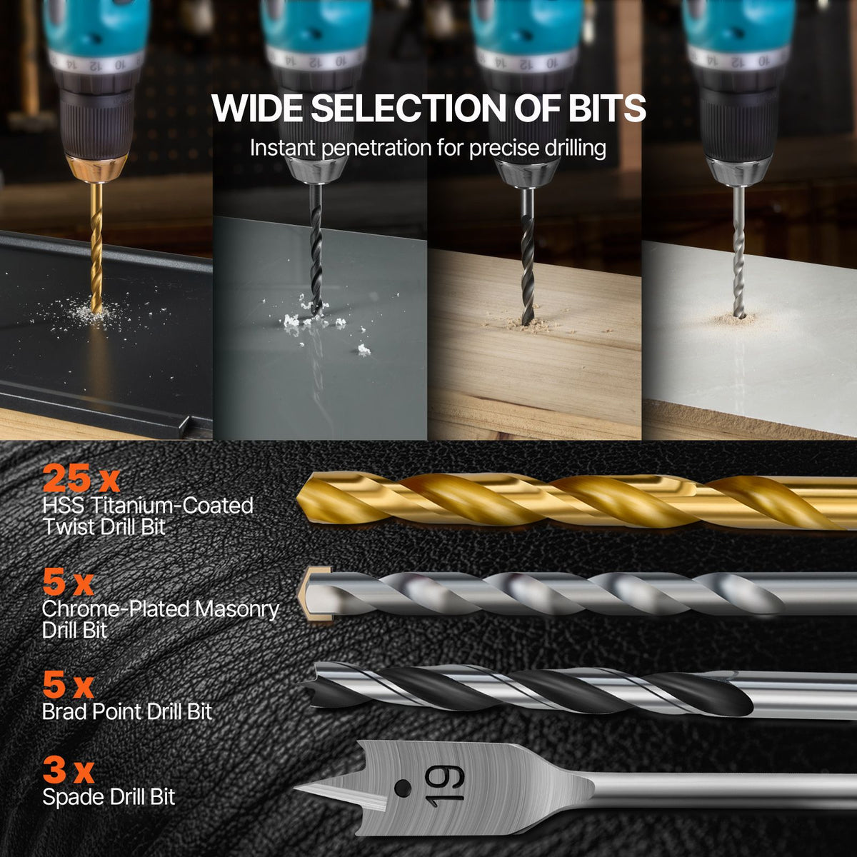 318 Piece Drill & Driver Bit Set, HSS Drill Bits & CR-V Screwdriver Bits, Case
