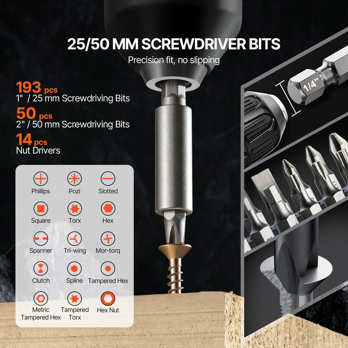 318 Piece Drill & Driver Bit Set, HSS Drill Bits & CR-V Screwdriver Bits, Case