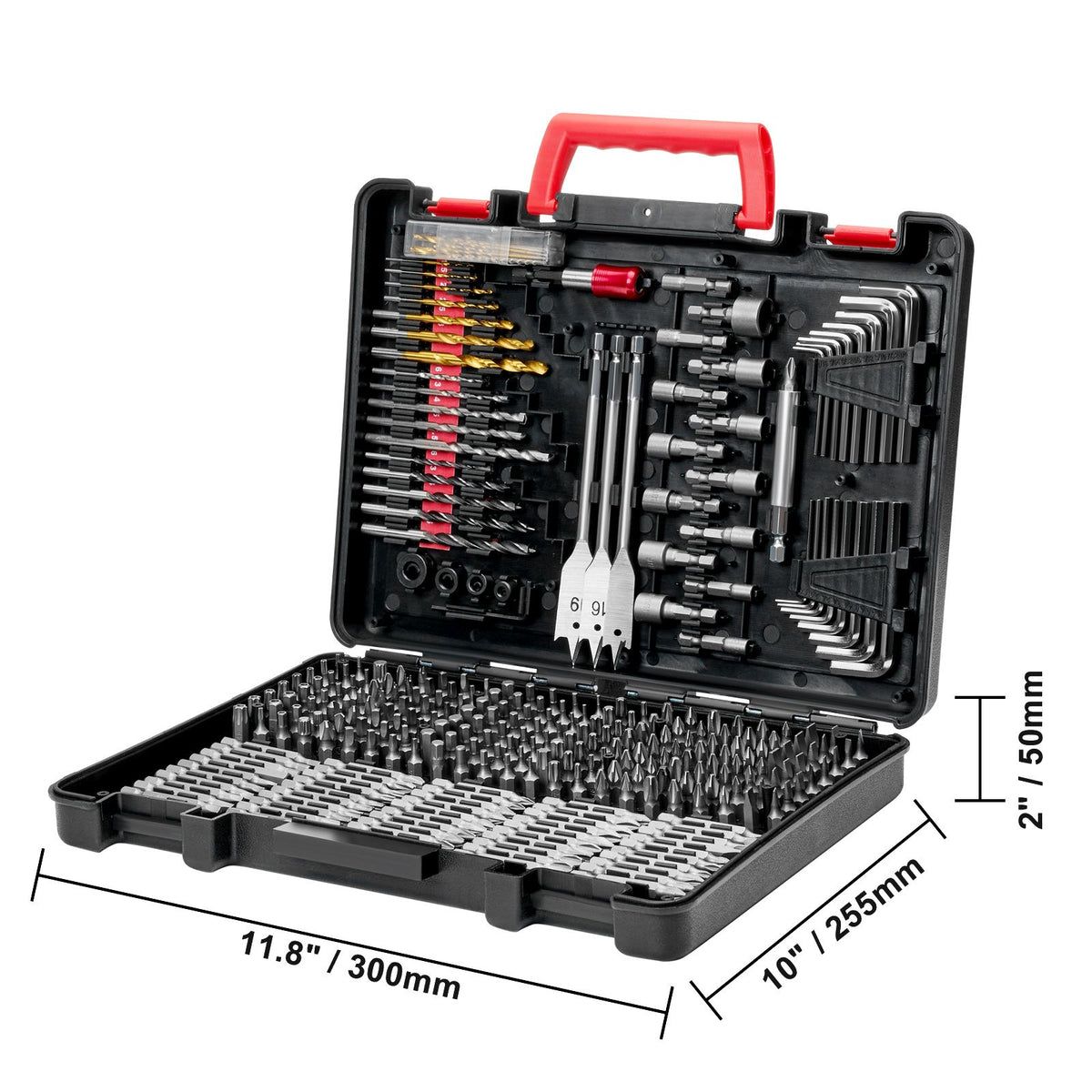 318 Piece Drill & Driver Bit Set, HSS Drill Bits & CR-V Screwdriver Bits, Case