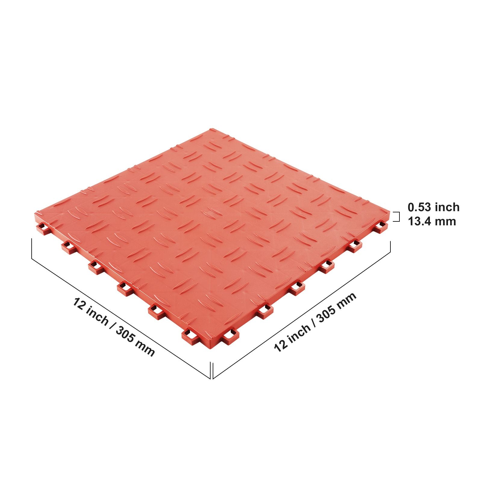 25 Pack Interlocking Garage Floor Tiles 12x12in Heavy Duty Non Slip Red