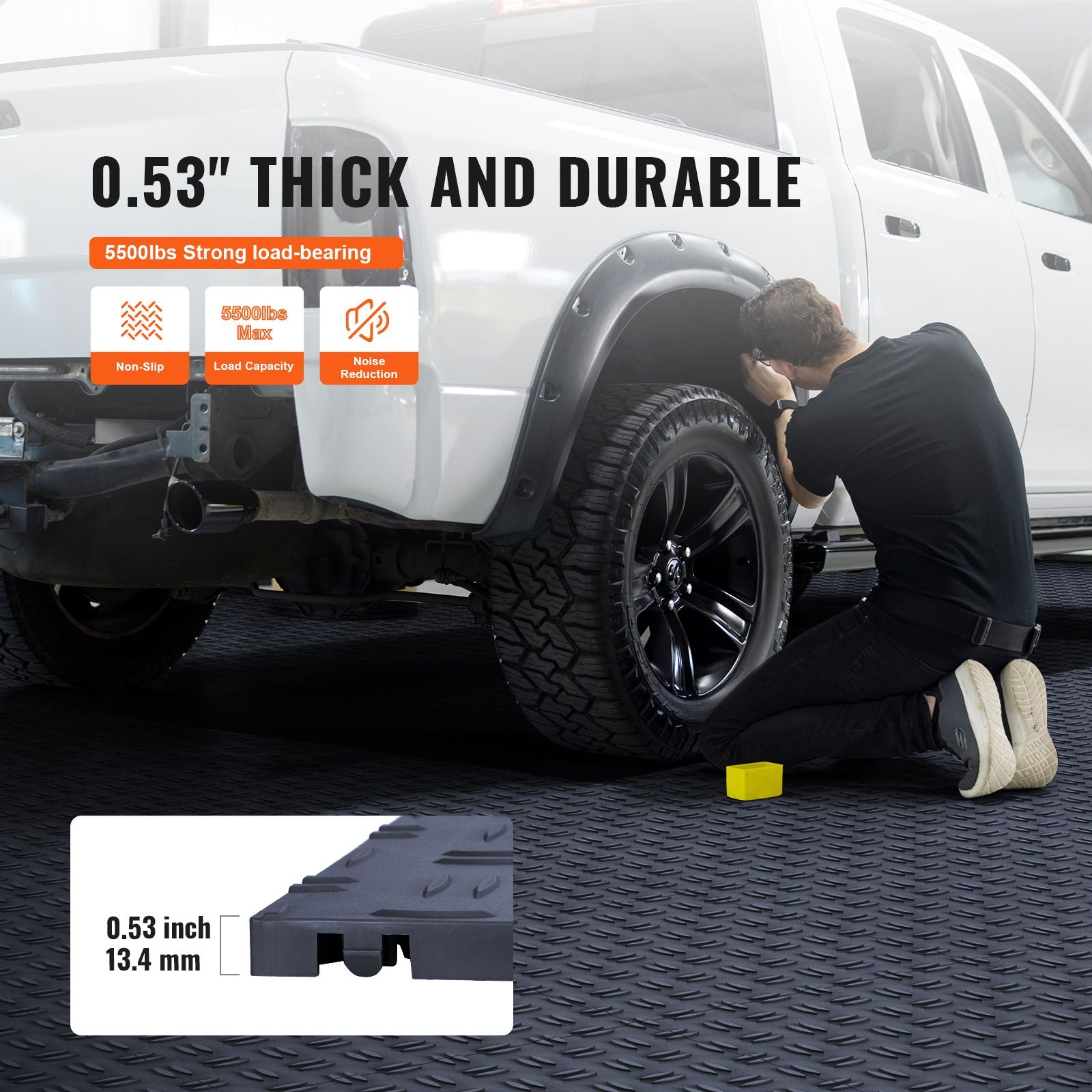 Garage Tiles Interlocking, 12 x 12 x 0.53 inch 50 Pack Garage Floor Covering Tiles, Non-Slip Double-Sided Texture Garage Flooring Tiles, for Garages, Basements, Repair Shops, Graphite Gray