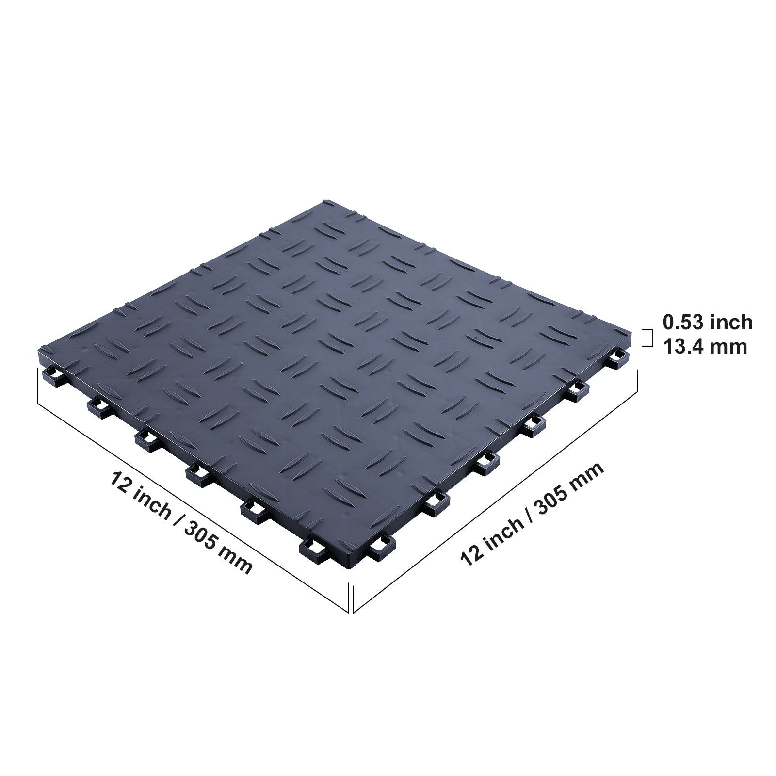 Garage Tiles Interlocking, 12 x 12 x 0.53 inch 50 Pack Garage Floor Covering Tiles, Non-Slip Double-Sided Texture Garage Flooring Tiles, for Garages, Basements, Repair Shops, Graphite Gray